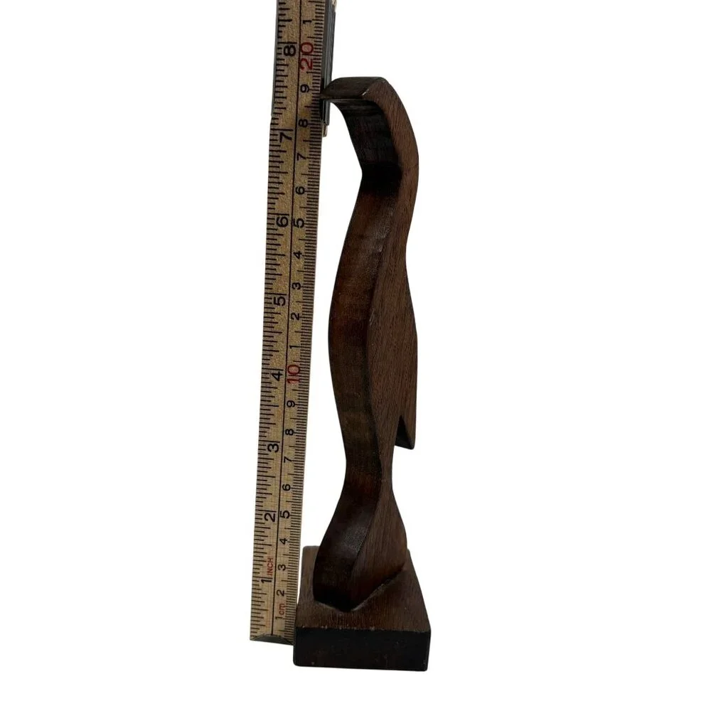 Hand-Carved Wooden Bird Figurine Vintage 8" Tall Decorative Sculpture With Base - Picture 4 of 9
